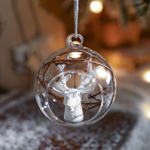 NCNC(OKDEALS01) Cartoon Christmas Hanging Glass Balls Elk/Santa Claus/Snowman Resin Christmas Decorative Balls Cute Transparent Xmas Tree Hanging Ball Christmas