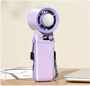 Quạt cầm tay có thể sạc lại với có Sò lạnh 199 tốc độ gió 10000 mAh Gập 180° màn hình LED
