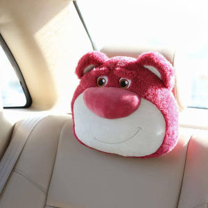 Gối Tựa Đầu Tựa Lưng Trên Xe Ô Tô Hình Gấu Lotso Mềm Mại Màu Hồng Xinh Xắn