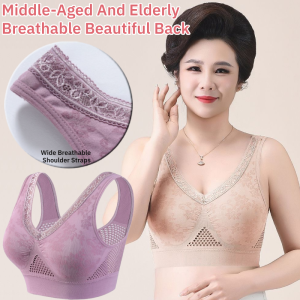 Middle-Aged And Elderly Breathable Beautiful Back Mother Bra Fixed Cup without Steel Ring Underwear