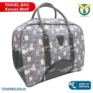 Podusen Tas Jogja - Tas Traveling - Travel Bag Batik Ukuran Besar - Tas Pakaian Batik Ukuran Besar - Koper Jinjing Kanvas Motif Kucing