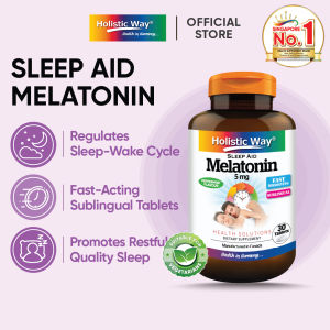 Holistic Way Sleep Aid Melatonin 5mg – Fast-Acting Formula for Restful Quality Sleep Relaxation & Balanced Sleep-Wake Cycle — Vegetarian (30 Tablets per bottle)