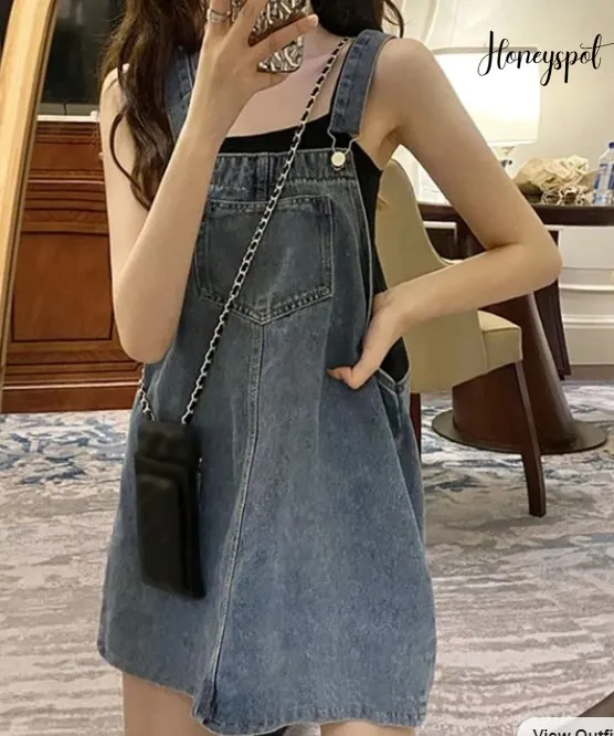 Denim jumpsuit outlet skirt