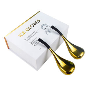 Thép vàng không gỉ Ice quả cầu muỗng Massager mát xa mặt dính cho mặt nạ ngủ Massager lăn mặt công cụ chăm sóc da ﻿