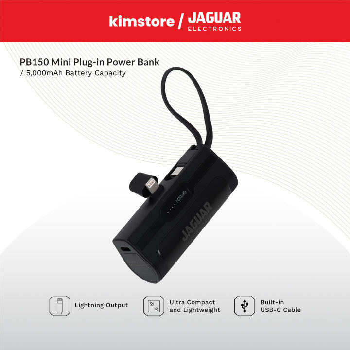 Jaguar Electronics Pb150 MiniPlug In Power Bank 5000Mah Lightning