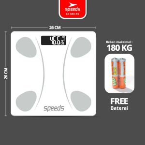 [fashion518] SPEEDS Timbangan Badan Digital Scale Kaca Berat Max 180 Kg Original Impor 040-7