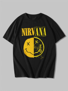 Kaos Band Nirvana Spliced Smiley Logo Grunge Rock Metal Legend 90s Kurt Cobain T Shirt Dewasa Pria Wanita