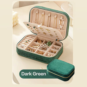SG - Portable Jewelry Box High-end Jewelry Necklace Ring Storage With Zip Lightweight & Compact