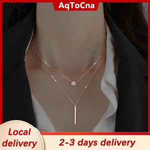 [COD] AqToCna Ship within 24 hours Silver Pendant Necklaces Geometric Square Necklace Simple Women Fashion