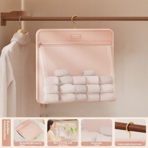 COUPLECOL Breathable Underwear Storage Bag with Zipper Foldable Multi-layer Socks Hanging Bag Practical Space Saving Closet Organizer Student Dormitories