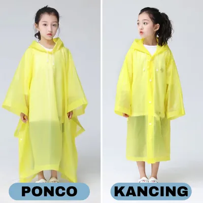 Jas Hujan Anak EVA Tebal Ponco Semi Transparan Anti Air Mantel Berkualitas Children Raincoat Unisex