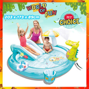 INTEX 57444 / 57135 Dinosaur PlayCenter Children Playground Swimming Pool Slide Kolam Mandi Gelongsor Kolam Renang Budak
