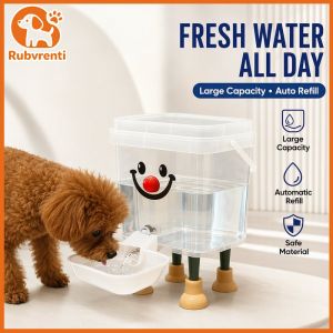 Rubvrenti Automatic Pet Water Dispenser Gravity Water Feeder Transparent Tank Large Capacity Cat Dog
