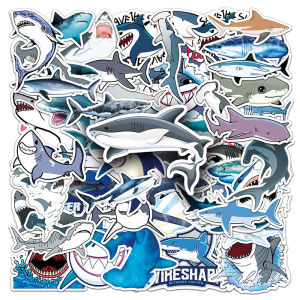 50pcs Marine Organism Shark Stickers for Motorcycle Notebook Computer Car Kid Toys Guitar Ice Box Sticker