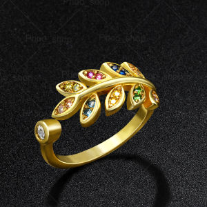 Phoo_Shop แหวน แหวนผู้หญิง แหวนใบมะกอก นำโชค เสริมดวงความรัก ชุบทอง เหมือนแท้ ฝังเพชร CZ