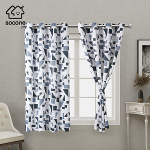 Socone Elegant Semi-Blackout Grommet Short Curtain with Rings W:51x L:59 1PC (130x150cm) Home Decor