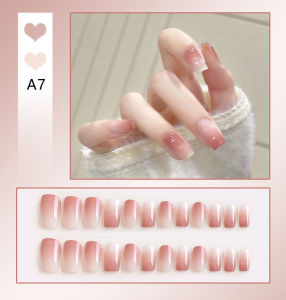[READY STOCK IN MALAYSIA] 24Pcs/Box Fashion Fake Nails Finished Nail Patch Wearable Nails 美甲穿戴甲裸色法式假指甲片美甲贴成品24甲片贴蝴蝶爱心渐变色