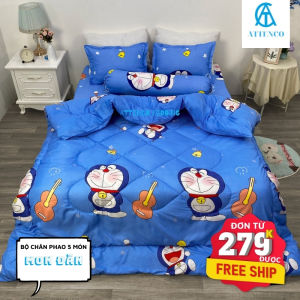 CHĂN GA GỐI COTTON ATTENCO BEDDING NGỘ NGHĨNH ĐÁNG YÊU HÀN QUỐC BỘ 5 MÓN CHĂN PHAO GA BO CHUN SẴN (BẢO HÀNH 6 THÁNG)