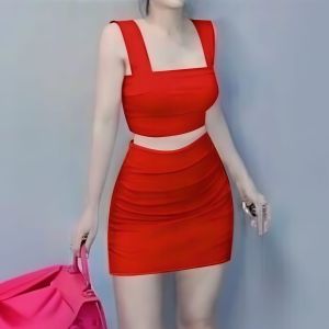 Setelan Bodycon Wanita Model Tali Lebar dan Rok Span Press Body 1670 - 64 | ETHNES