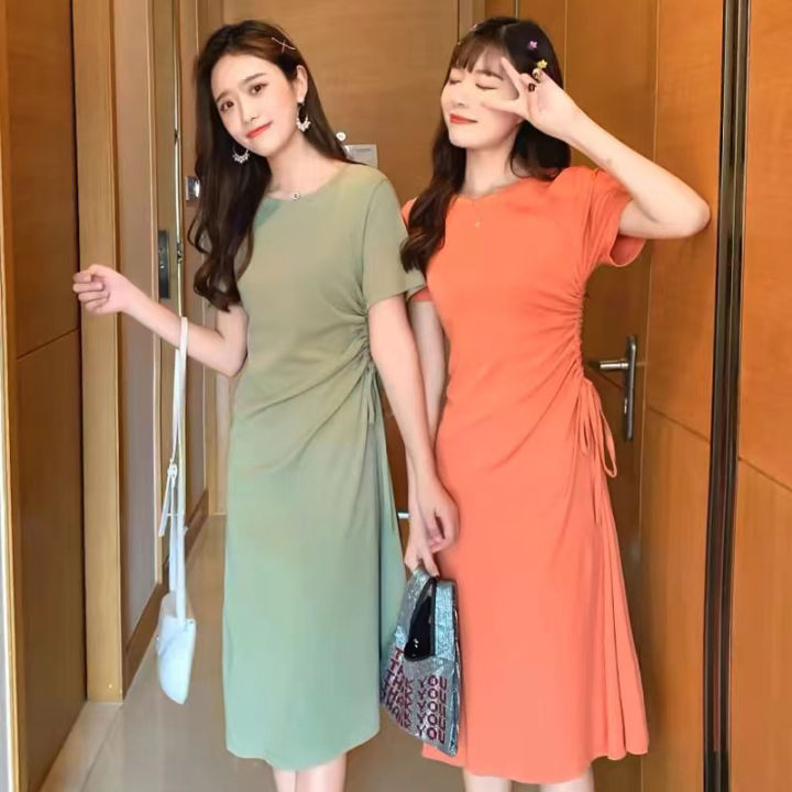 Women's Dresses mid-long Tshirt dress for women look slimme korean
