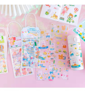 Sticker 4 Tấm Cute Siêu Đáng Yêu Phụ Kiện Trang Trí Xinh Xắn