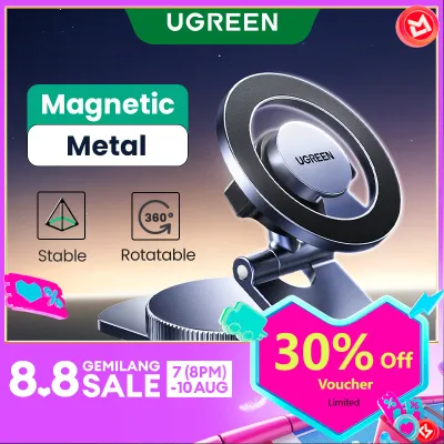 UGREEN Metal Magnetic Car Phone Holder - 360° Adjustable Dashboard Mount with Super Strong Magnet for iPhone 16 Pro Max iPhone 17 Pro Max/Samsung S26 Ultra S25 Ultra & All Smartphones