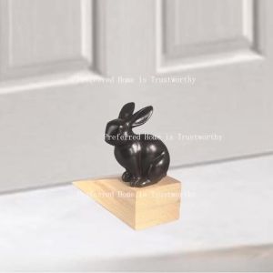 ZZSA Cute Rabbit Wooden Door Stopper Top Door Anti-collision Shovel Floor Wedge Anti-collision Home Decoration 9N5Q1