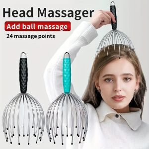 An Octopus Head Massager 360° Rolling Ball Massage on Both Ends Simulates Hand Kneading Sleep Aid Device Equipped with Soul Extraction Handle Portable Design Featuring Soul Extraction Function for Deep Relaxation Essential for Office and Home Use
