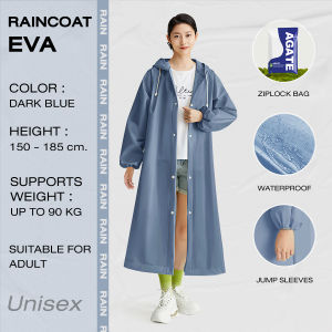 【Agate Design】Women Men Thick Waterproof RainCoat Outdoor Travel Rainwear Reusable Rain Coats Hoodie Poncho Rain Coat Baju Hujan