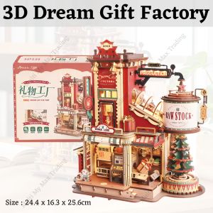 Robotime ROKR Christmas Dream Gift Factory Wooden Music Puzzle Music Box DIY EAB01 Gift Present 礼物工厂