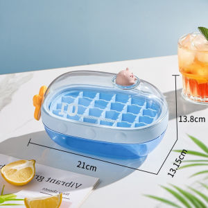 Keranixy Rotating Ice Cube Maker Silicone Tray with Lid Food Grade Container Easy Pop Release Beverage Cooler Freezer Box