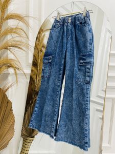 Meltz.id - Celana Cutbray Cargo Jeans Snow Panjang Anak Perempuan