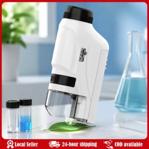 60-120x Hand held Microscope with LED Light Battery Powered Childrens Experimental Science Equipment Microscope Electric Mini Microscope with LED Light High Definition Children Microscope