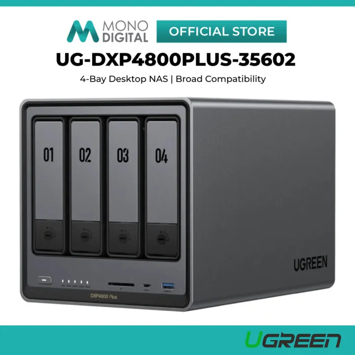 UGREEN NASYNC DXP4800 PLUS 4-BAY DESKTOP NAS, INTEL PENTIUM GOLD 8505 5-CORE CPU, 8GB DDR5 RAM, 128G SSD, 1 * 10GBE, 1 *