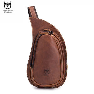 BULLCAPTAIN leather mens chest pocket casual retro can hold 7.9 inch ipad shoulder messenger bag model XB-123 (cowhide)