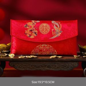 CEMOMEF Multiple Patterns Wedding Red Envelope Tassel Design Best Wishes New Years Blessing Bag Chinese Velvet cloth Red Money Packet Chinese Wedding
