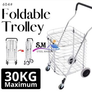 4 Wheels Aluminium Folding Market Trolley Foldable Shopping Cart Troli Pasar Lightweight Supermarket Cart 四轮可折叠便携铝合购物车大容量家用买菜小推车