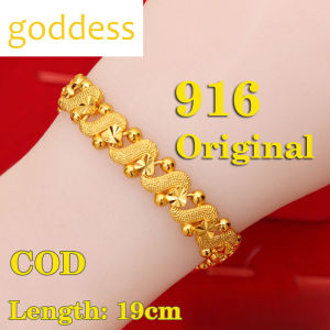 Gold 916 Original Ladies Bracelet Genuine 24K Real Gold Good Luck Bracelet Flower Bracelet Fashion Jewelry for Mom and Girlfriend Birthday Gift