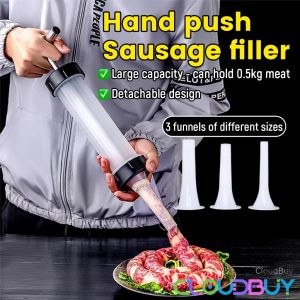 C.B.【Ready in Stock】 Manual Sausage Stuffer Machine Hand Operated Sausage Maker Tool With 3 Funnel