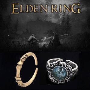 GONG4 Vintage Dark Moon Fashion Jewelry Game Steed Whistle Finger Rings Elden Ring Torrent Tool Comic Ring