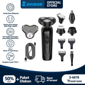 SHINON S-6678 Man Grooming Kit Set 4 in 1 Alat Cukur Listrik Mesin Potong Listrik Pria Pemangkas Rambut Hidung Pemangkas Rambut Kumis Jenggot Pemangkas Mesin Potong Rambut Bulu Hidung Set Pencukur