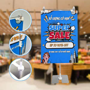 Combo 3-5-10 bộ standee inox để bàn kẹp tấm quảng cáo dạng bìa cứng kt phù hợp A4 A3- chân đế inox để bàn chiều cao điều chỉnh đc từ 40-70cm