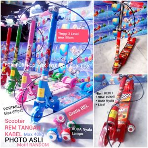 Fox- (Bayar Ditempat) Skuter anak REM TANGAN KABEL Otoped 3 Roda SR01000 Besi RANDOM / Skuter anak K