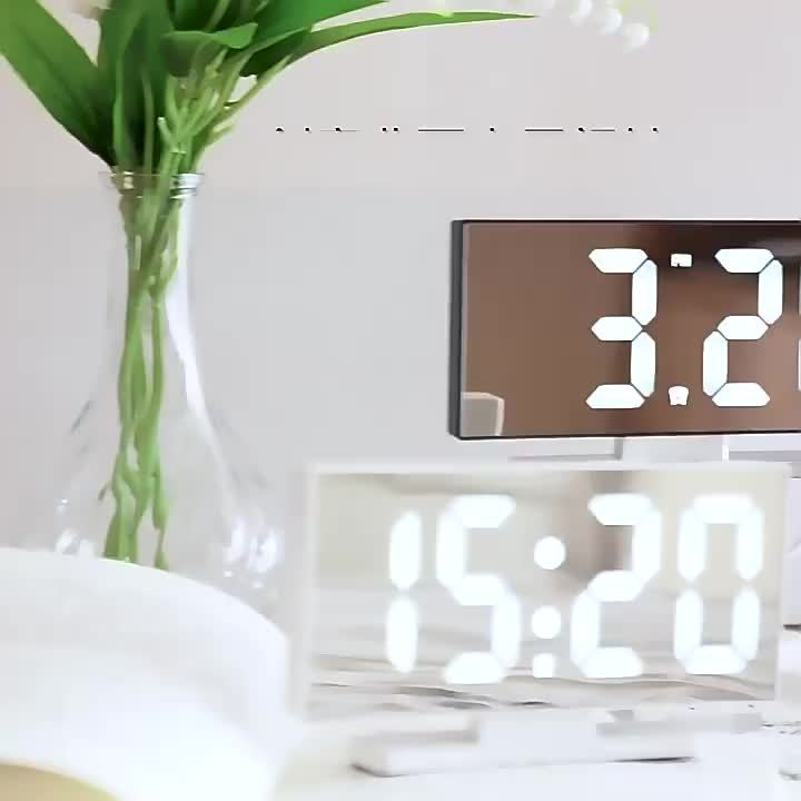 LED Electronic Clock Student Desktop Clock Simple Alarm Clock Curved Screen Clock Large Font Display 669