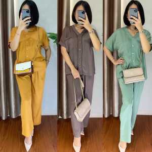 Setcel piyama pajamas setelan one set rayon busui frindly bumil