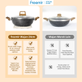 freemir Wajan Panggang Anti Lengket 24cm Casserole Pan Non Stick Serbaguna Tutup Kaca Coating Granit. 