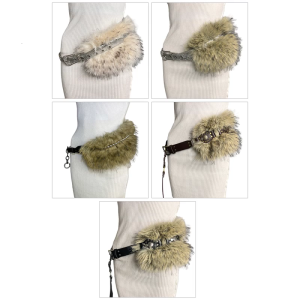 Furry Furs Patchworked Belt Aesthetic Corset with Rivet Studded Daily Waistband Wide Belt Waist Cincher for Formal Event