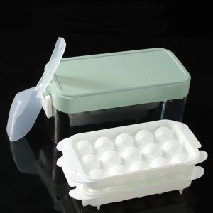 100% Food Grade Silicone Ice Storage Box Container Ice Cube Mold Whisky Ice Ball Maker Tray with Lids-KC102