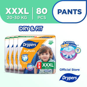 Drypers DryPantz Pants Baby Diaper 3XL (20-30kg) 20sx4 - Carton