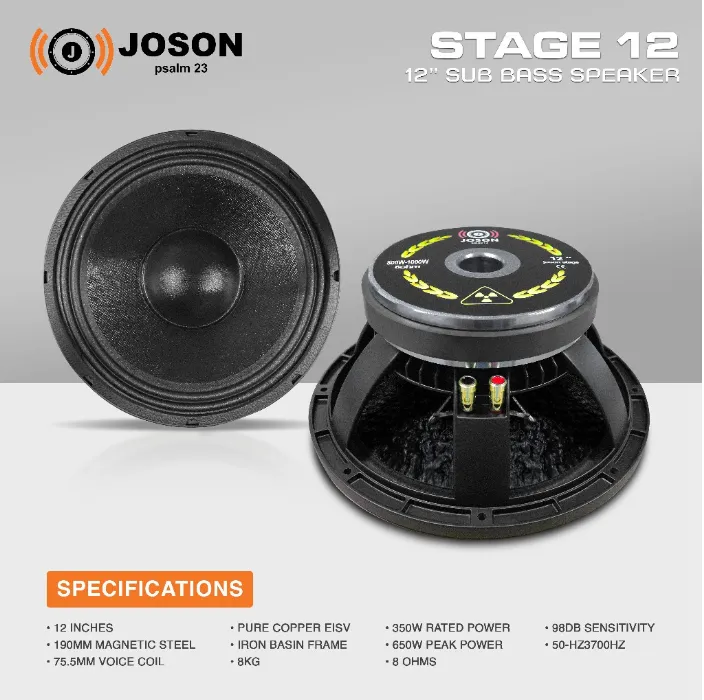 Joson/MUSICER BERSERKER SUB-12/Stage 12 Sub 800-1000W 12 Inch Professional  Sub Bass Speaker